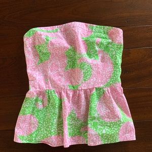 Lilly Pulitzer Strapless Peplum Halter Top